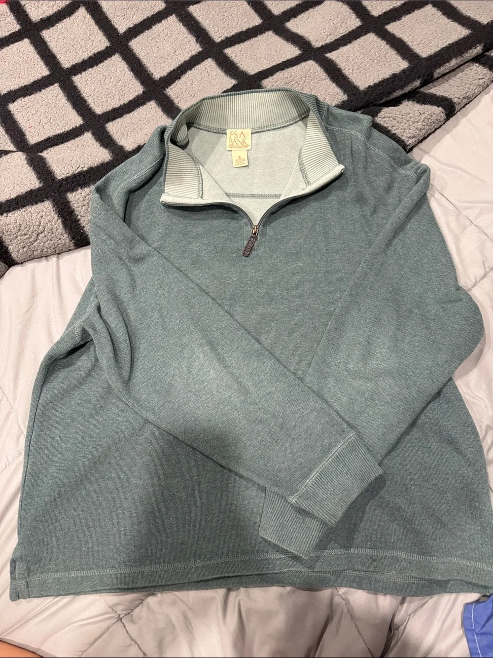Jos. A. Bank Men’s Heather Seafoam Green Quarter-Zip Sweater